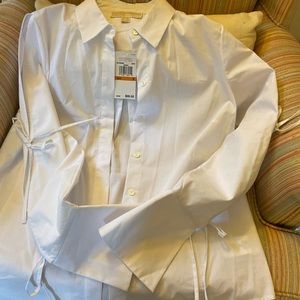 NWT Michael Kors white button-down w/tie sleeves